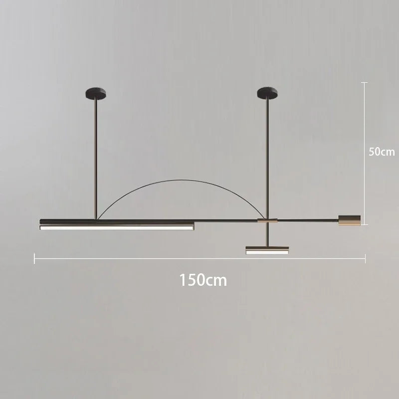 Modern Nordic minimalist design chandelier for interior decoration - B-150cm Gold Black / Neutral Light