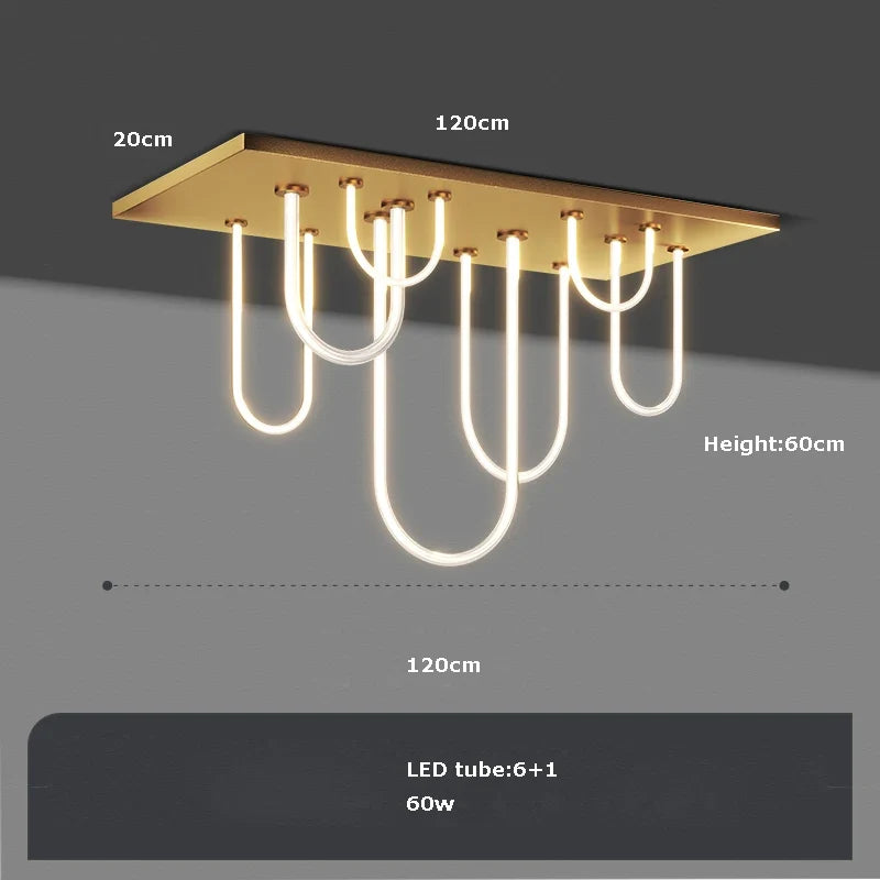 Rectangular led chandelier in stainless steel with variable intensity - Neutral light / 120cm rectangular / White