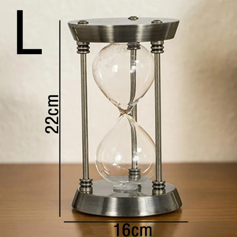 Decorative metal clear hourglass bottle with coloured sand - Size L