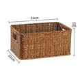 Strong Rectangle Woven Storage Basket with Handles, Waterproof Plastic Baskets for Home Toy Storage, Nest - 31x21x15cm DK