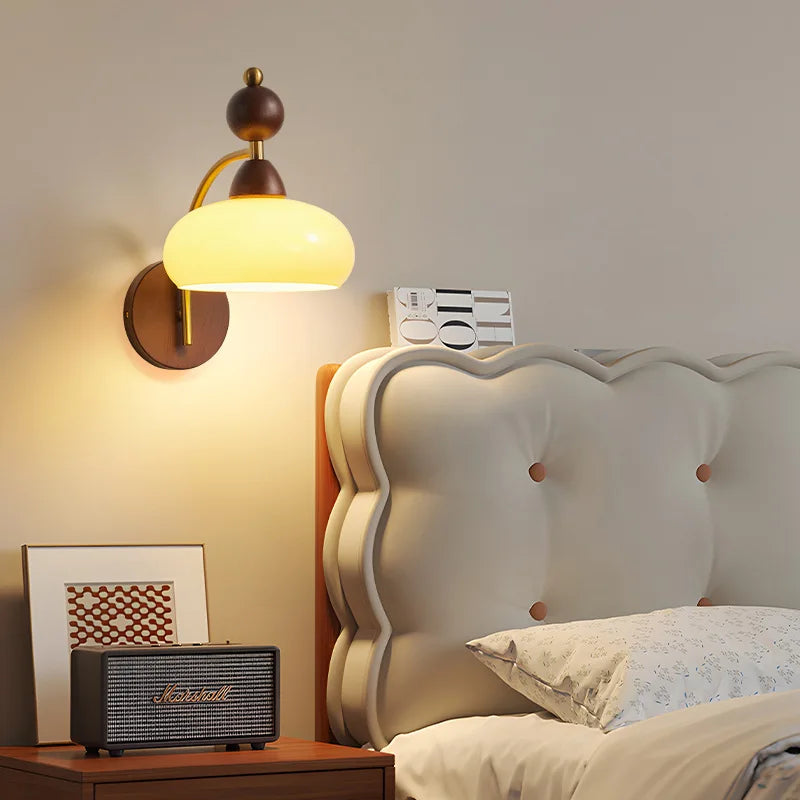Vintage wall sconce in copper and wood for interior - view 4