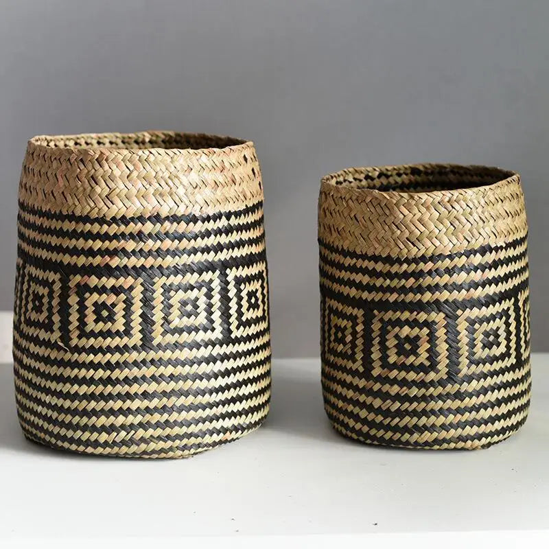 Hand woven basket for flowers and decorative plants