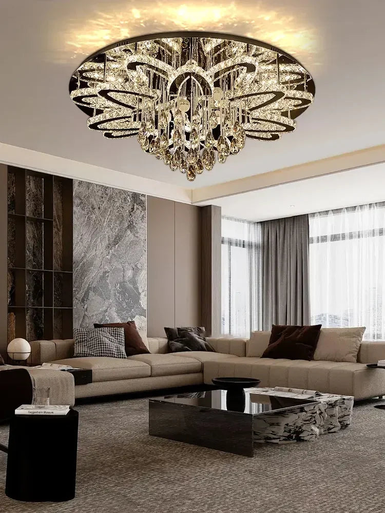 Modern led ceiling lamp in crystal and stainless steel elegant design for interior - view 2