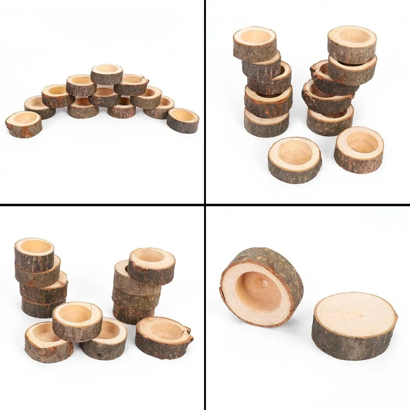 12Pcs Wooden Candle Holder,Votive Tealight Holder For Wedding Party For Table,Halloween Christmas Party Home decor - view 4