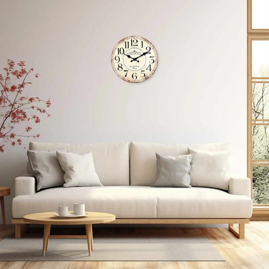 Wall clock retro wood pattern Clement Audierne silent decoration - view 6