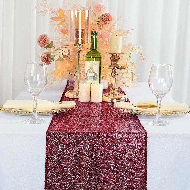 Warm Orange Glitter Table Runner for Parties - 30X120cm