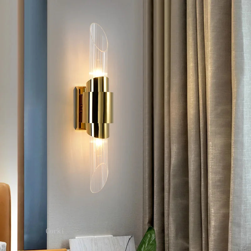 Postmodern design glass tube wall sconce for elegant interior - view 2