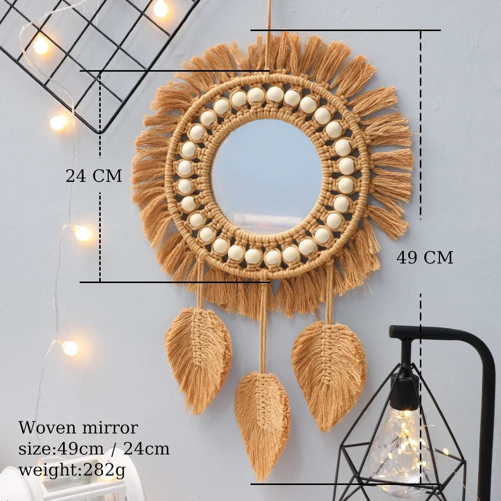 Decorative round wall mirrors hand woven for home - view 5