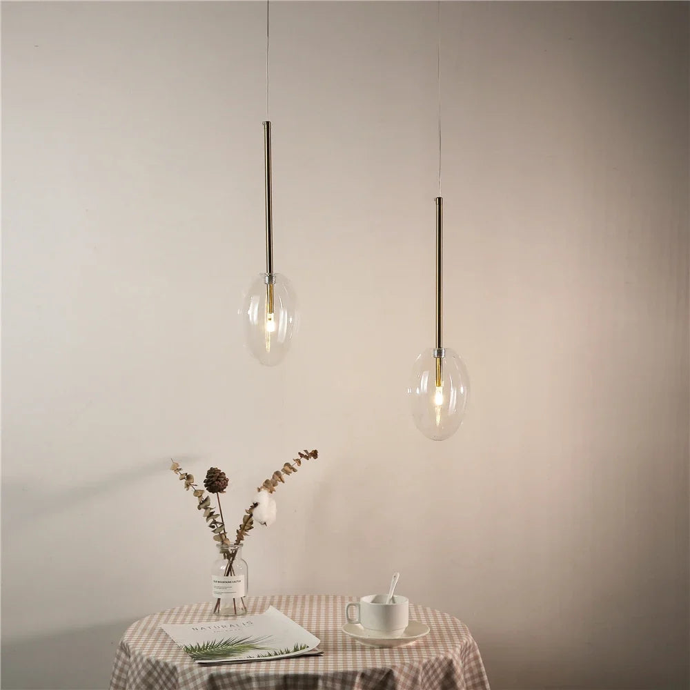 Transparent glass pendant light in the shape of decorative water drop - view 2