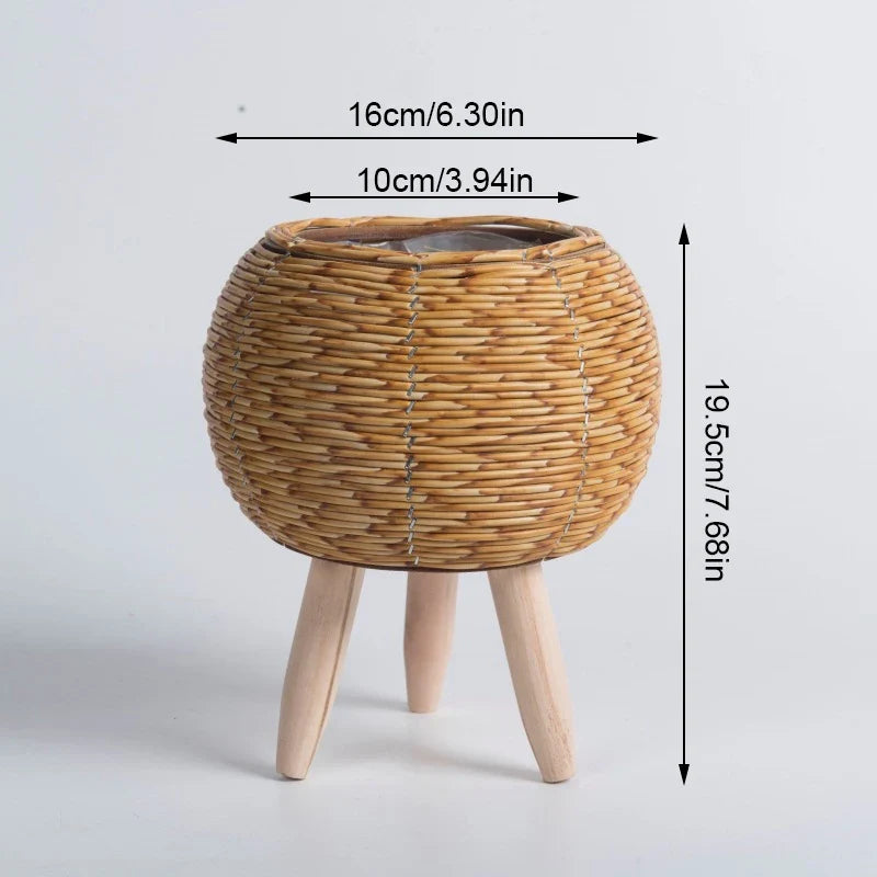 Nordic flower shelf in rattan imitation with removable feet - 01