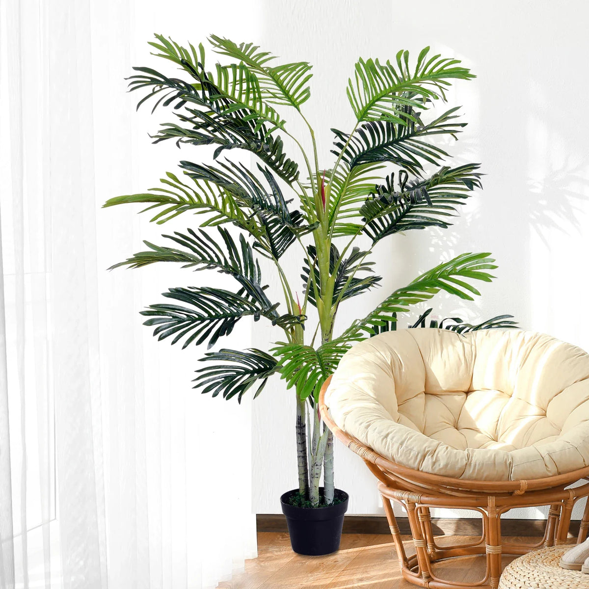 Artificial palm plant with pot and decorative foam - view 3