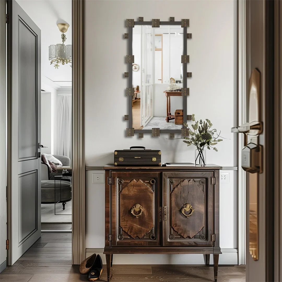 LUVODI Vintage Ornate Decorative Wall Mirror Metal Frame Resin Piece Art Mirror for Entrance,Vertical or Horizontal Hanging - view 3