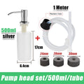 Tube dextension distributeur savon acier inoxydable pompe pression 350 500 ml - Set3-Silver-500ml