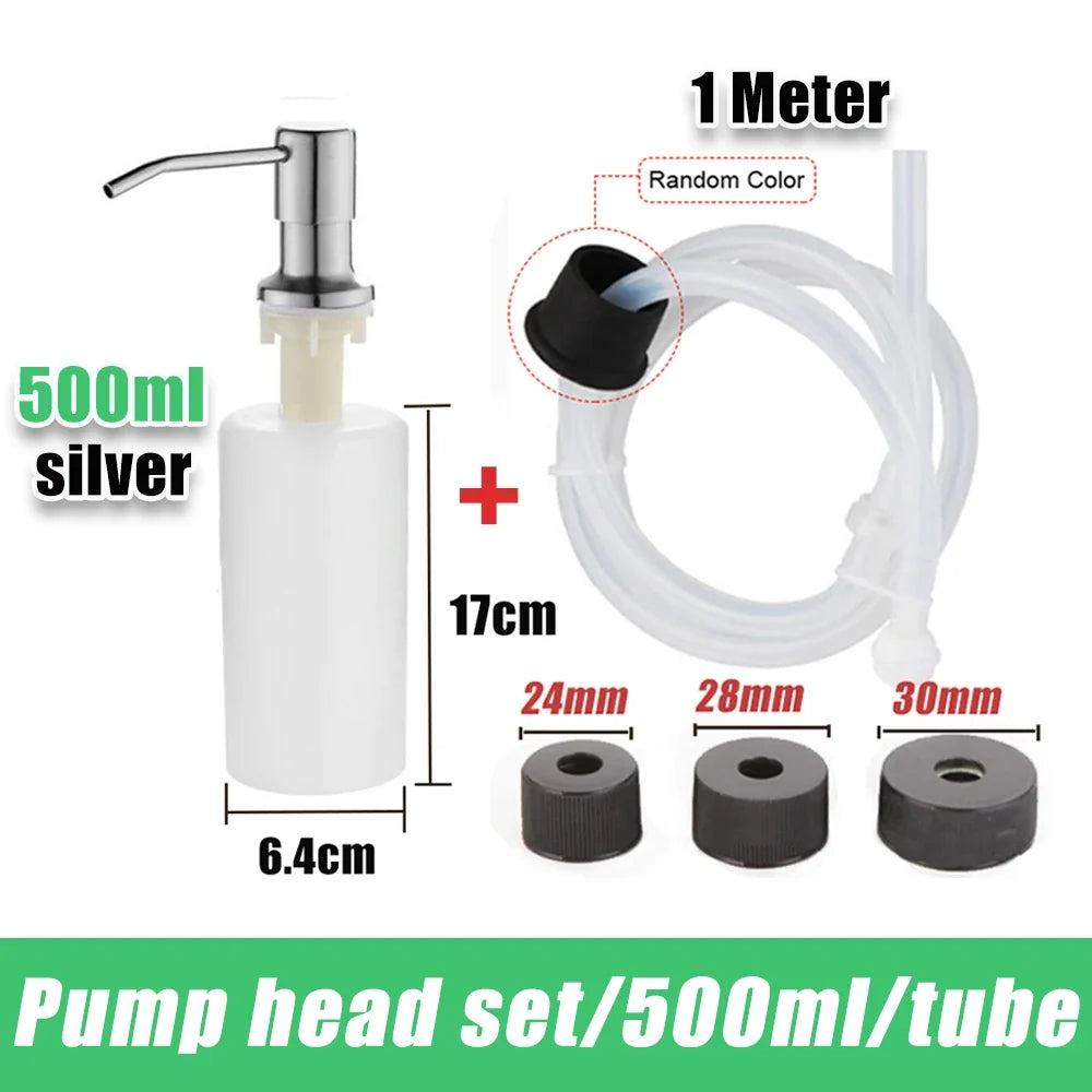 Tube dextension distributeur savon acier inoxydable pompe pression 350 500 ml - Set3-Silver-500ml