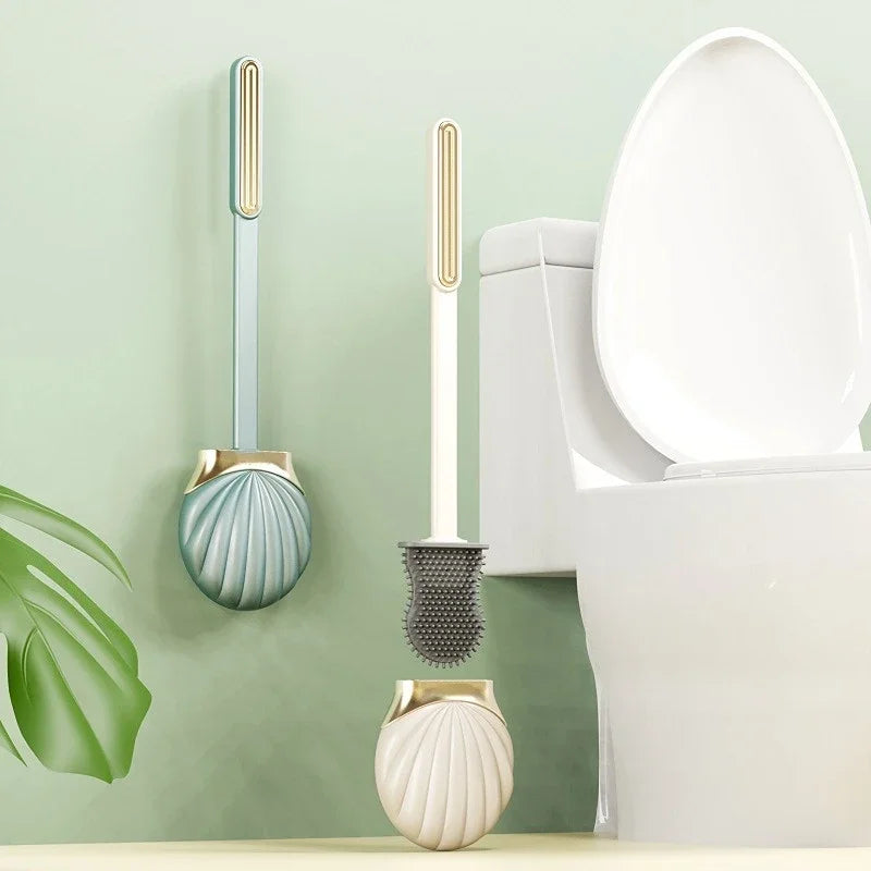 Silicone toilet brush with practical support and long handle - view 6