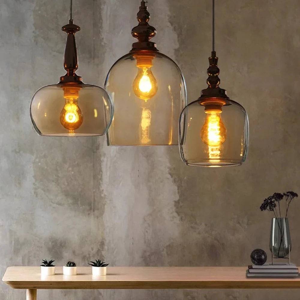 Retro hanging glass style decorative Nordic loft for interior - view 2