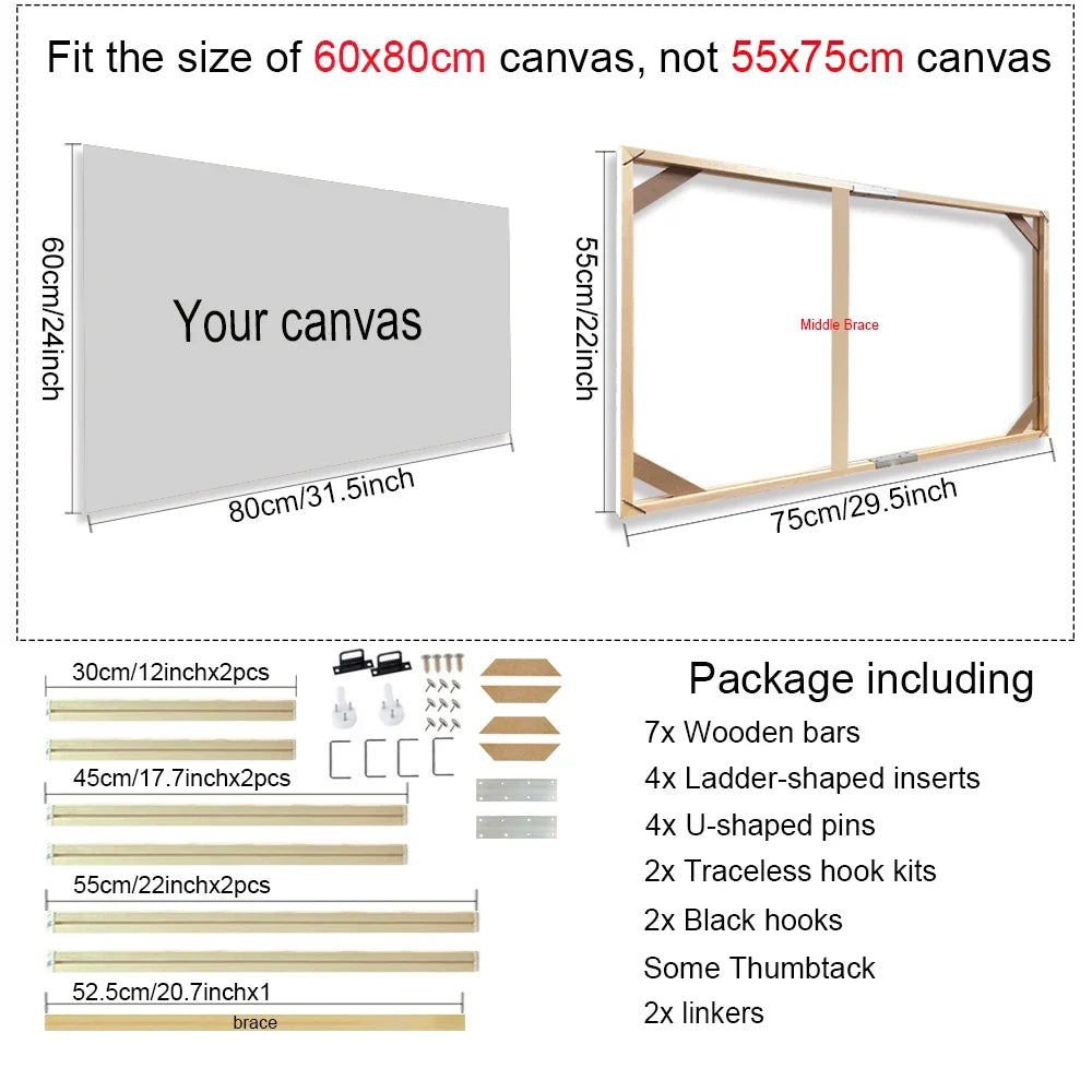 Wooden wall frame for decorative canvases and paints - 55x75cm