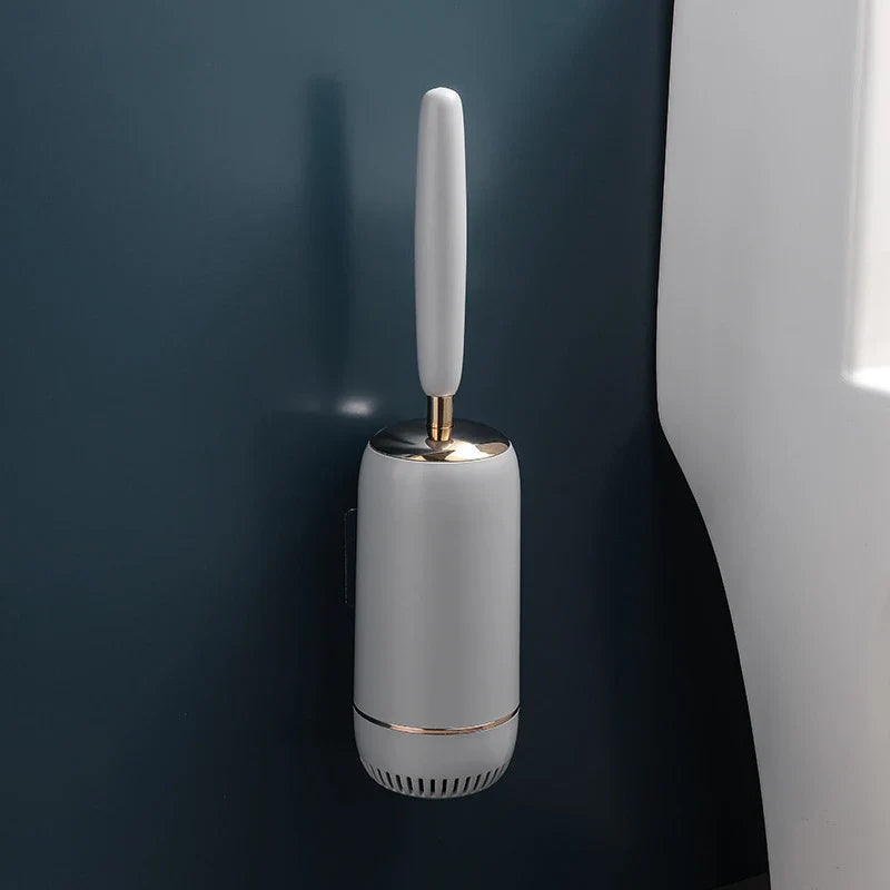 Wall toilet brush without silicone perforation with long handle - Gray As Shown In Photo