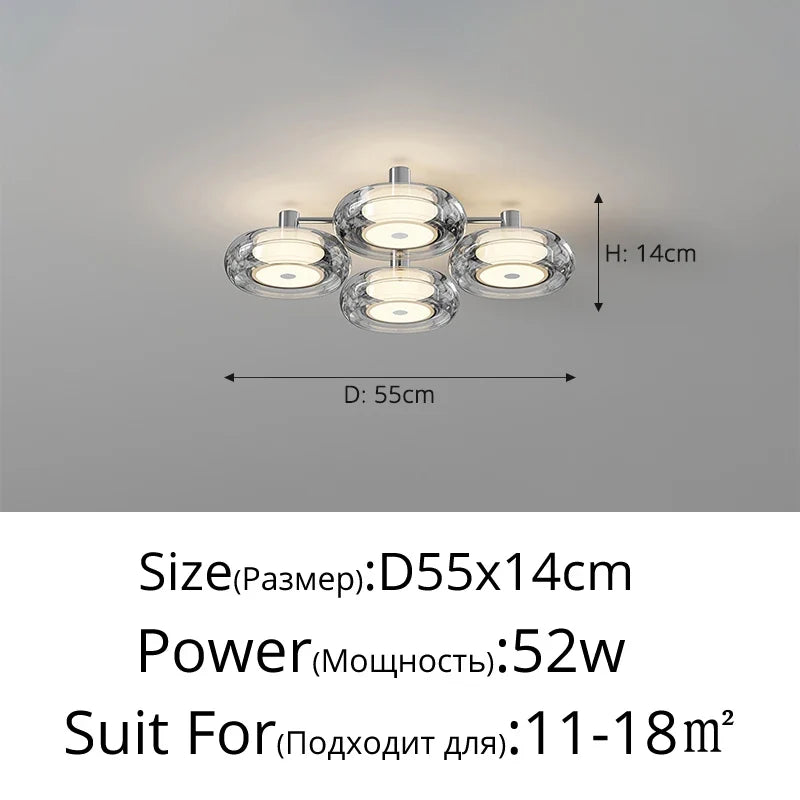 Italian ceiling lamp design modern interior lighting minimalist luxury - Chrome-4heads / 3 Colors No Remote