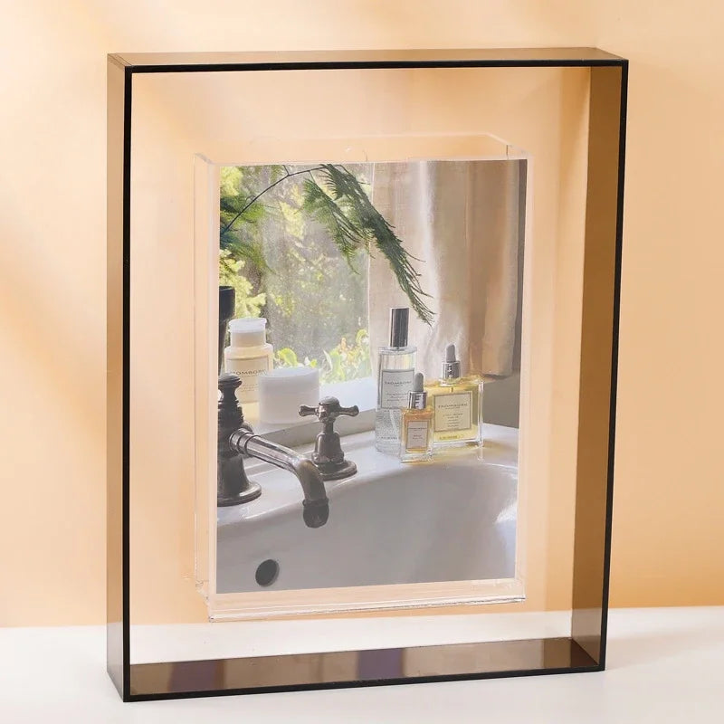 Transparent acrylic photo frame support interior decoration desk - H / 5 inches