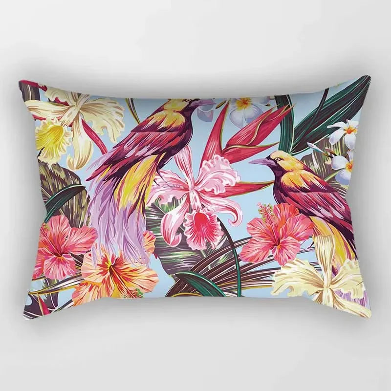 Tropical Flowers Rectangular Throw Pillow Cover, 30x50 cm