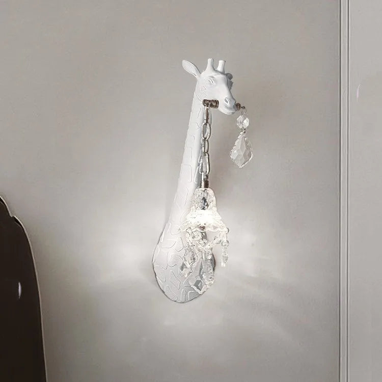 Giraffe wall sconce in resin and crystal with decorative led