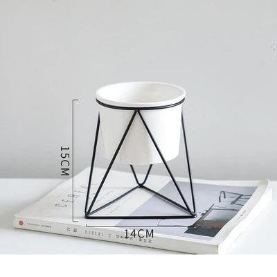White Ceramic Vase, with Bracket Small White Vase, Round Ceramic Flower Vase, for Modern Nordic Home decor, Living Room, Office - black