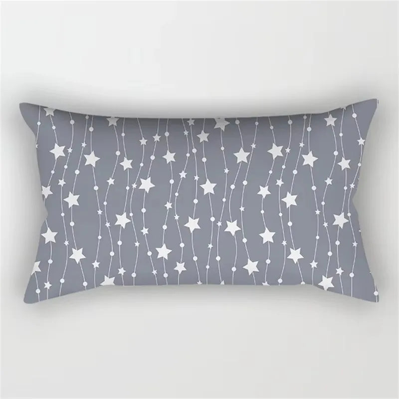 Grey geometric throw pillow cover decorative patchwork for living room or bedroom