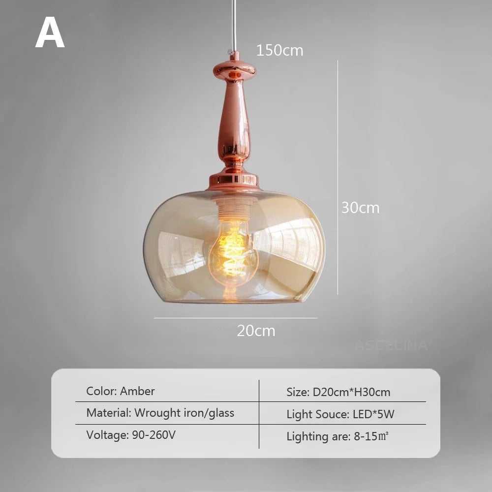 Retro hanging glass style decorative Nordic loft for interior - One / In the Bulb