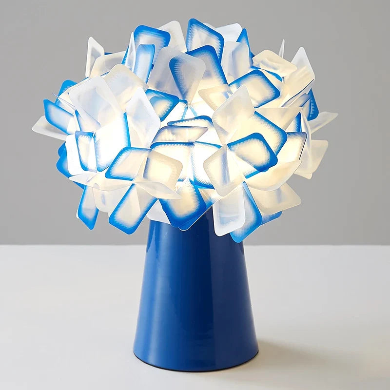 Modern plastic decorative floral design desk lamp - Blue
