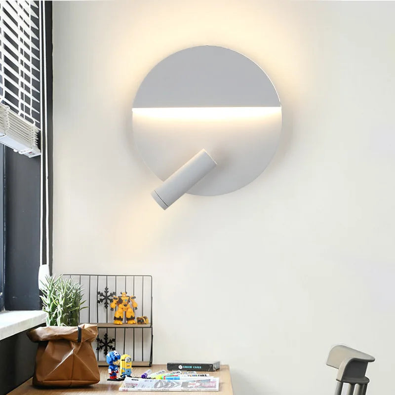 Modern wall sconce with rotary backlighting design switch
