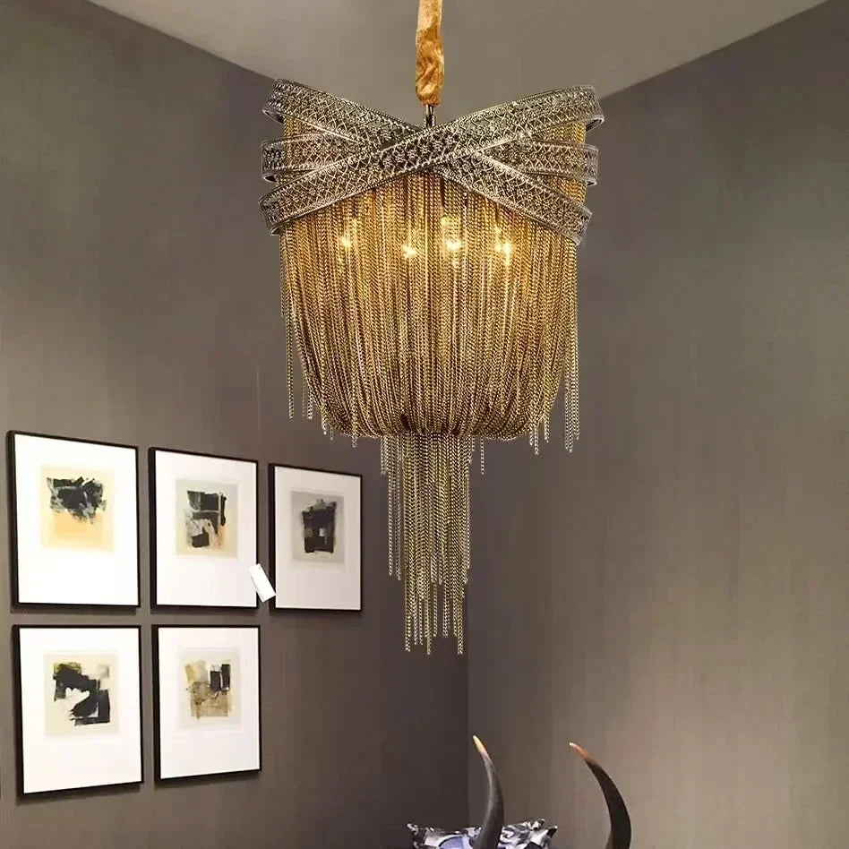 Aluminum pendant light industrial style with decorative acorns - view 2