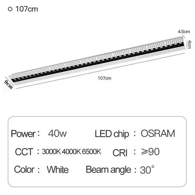 LED spot built-in magnetic modern linear lighting inside - 40Heads spotlight / 6000K Cold White / No Dimmable