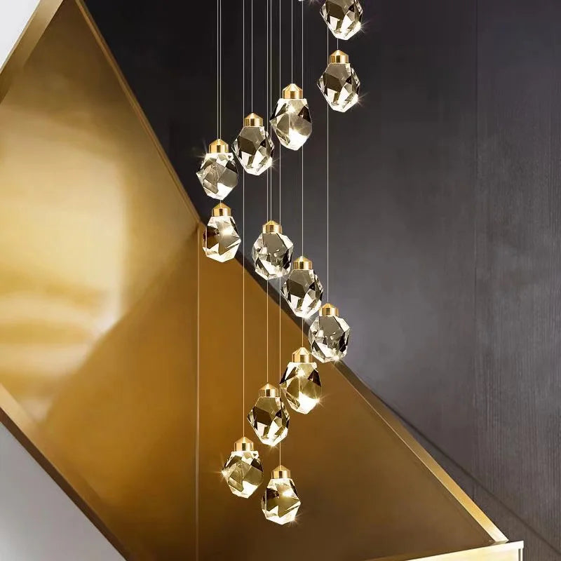 Led crystal chandelier design in modern and elegant copper - view 2