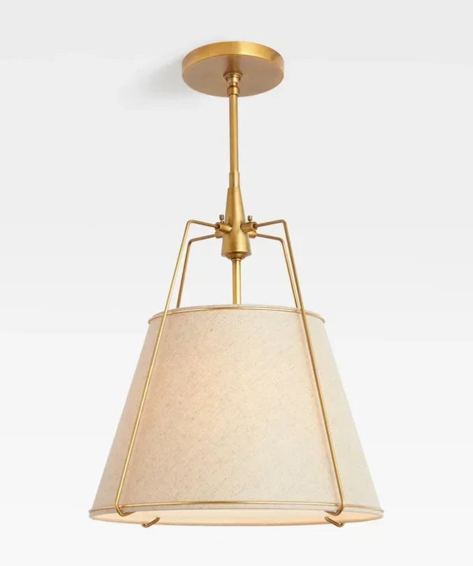 Cone drum pendant light, fabric lampshade, kitchen restaurant during light, indoor home decoration lighting - Gold / diameter 30cm