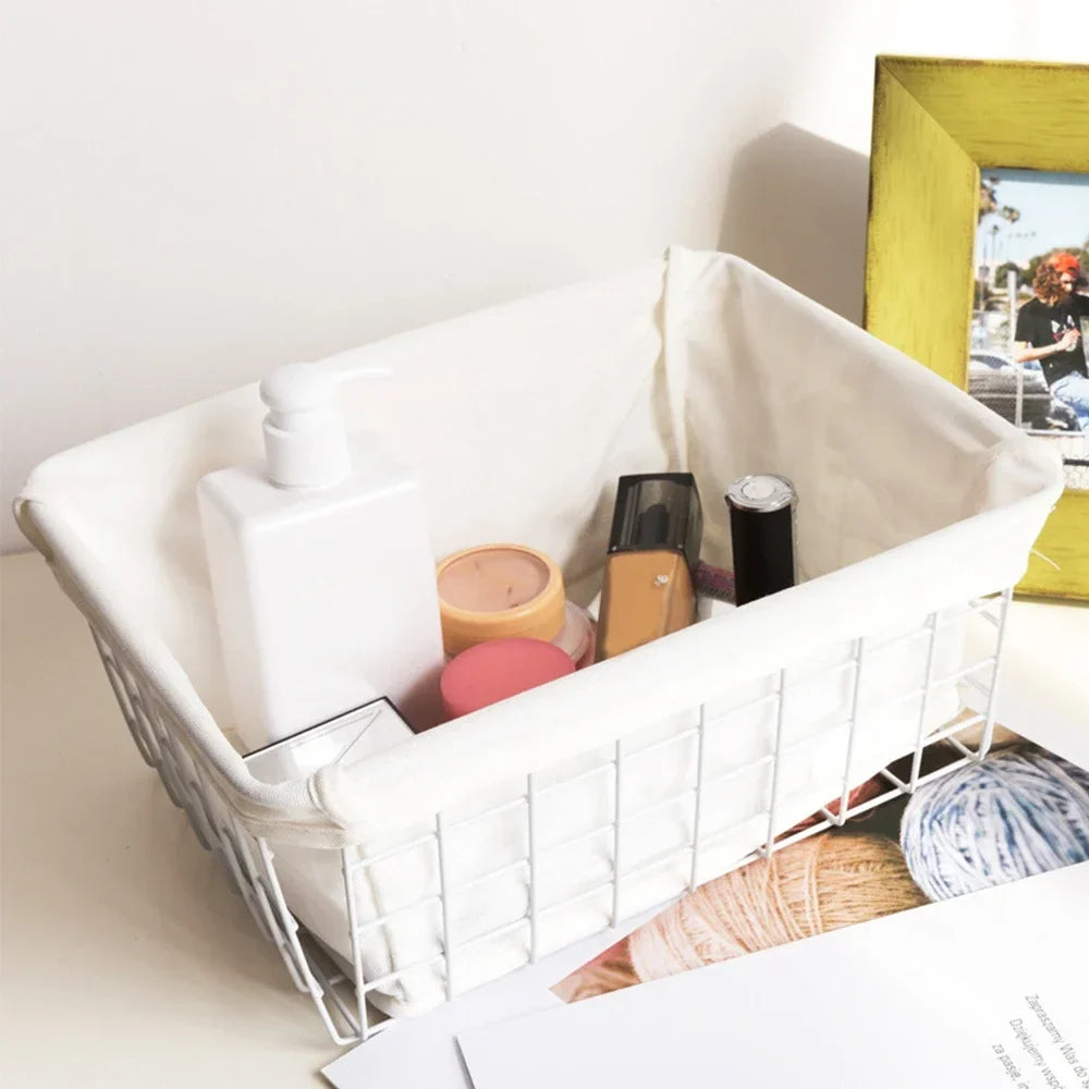 Metal wire storage basket with forged iron handle - view 4