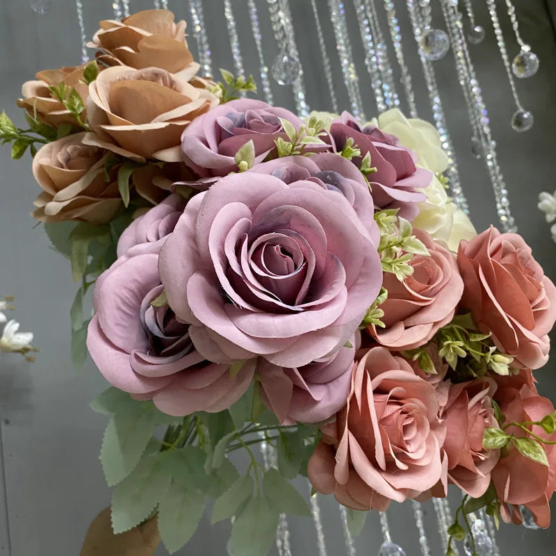 Bouquet of artificial silk rose wines elegant floral decoration - view 5