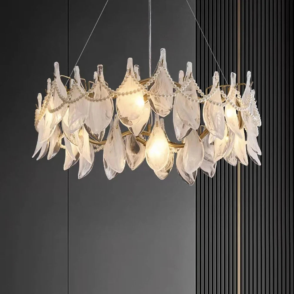 Creative chandelier in frosted glass with modern hanging beads - view 4