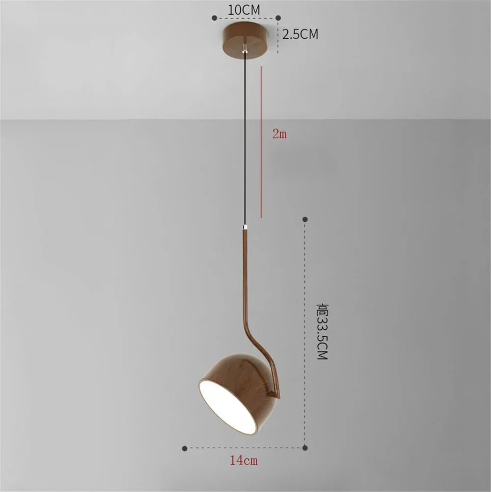 Wooden led pendant light Nordic style angle adjustable minimalist - One / Remote control