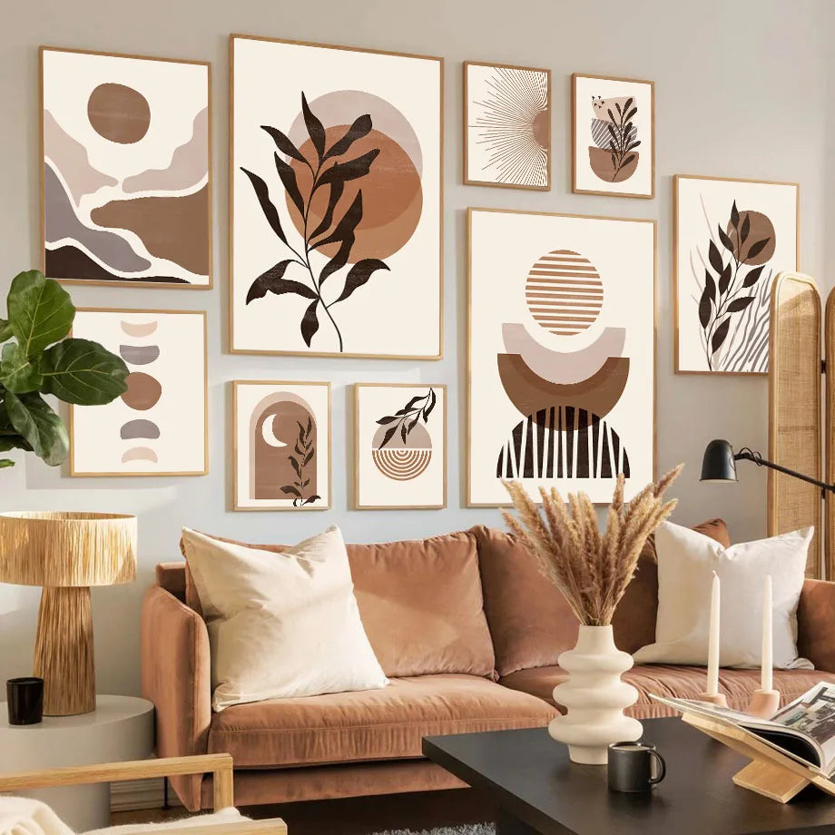 Abstract modern boho wall art for interior decoration