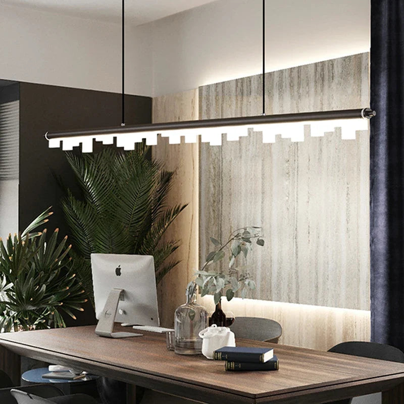 Modern minimalist chandelier in black gold for hanging lighting - view 4