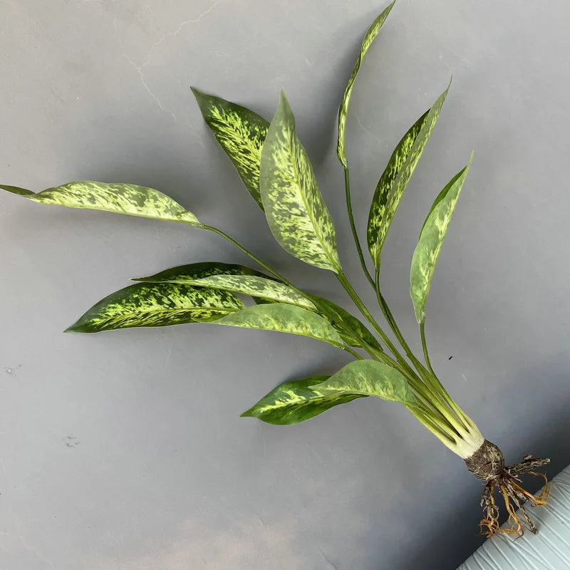 Artificial plastic plants with roots for wedding decoration - White Green Dot