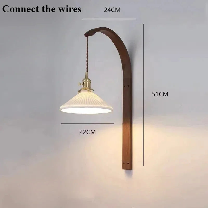 Modern walnut wood lamp with decorative led light - Connexion C / Neutral Light 4500K