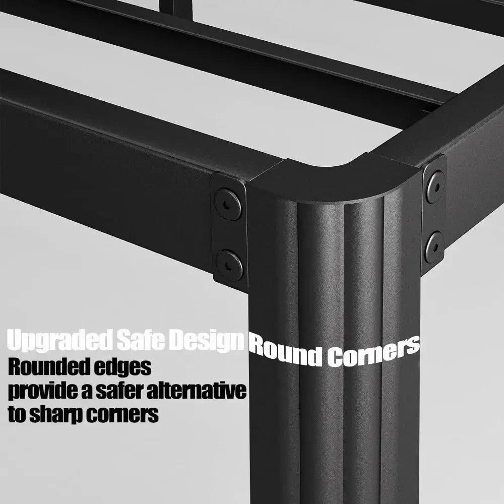 14in High Queen Bed Frame No Box Spring Needed, Heavy Duty Metal Platform Bed Frame Queen Size with Round Corners - view 5