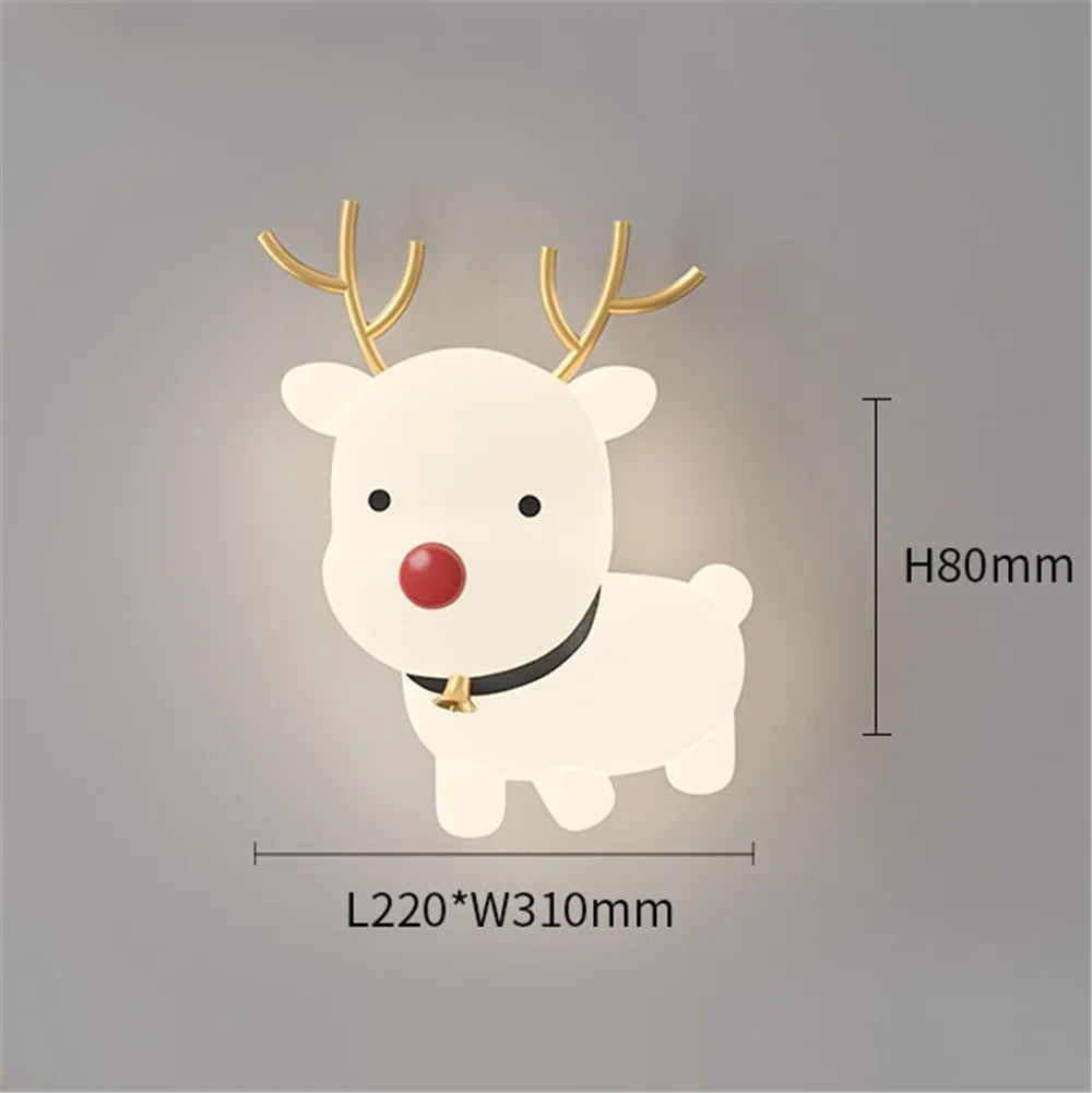 Wall sconce led christmas deer creative interior decoration - C