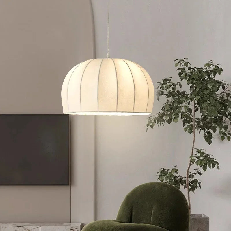 Wabi-sabi Nordic pendant light in decorative silk cocoon - view 2