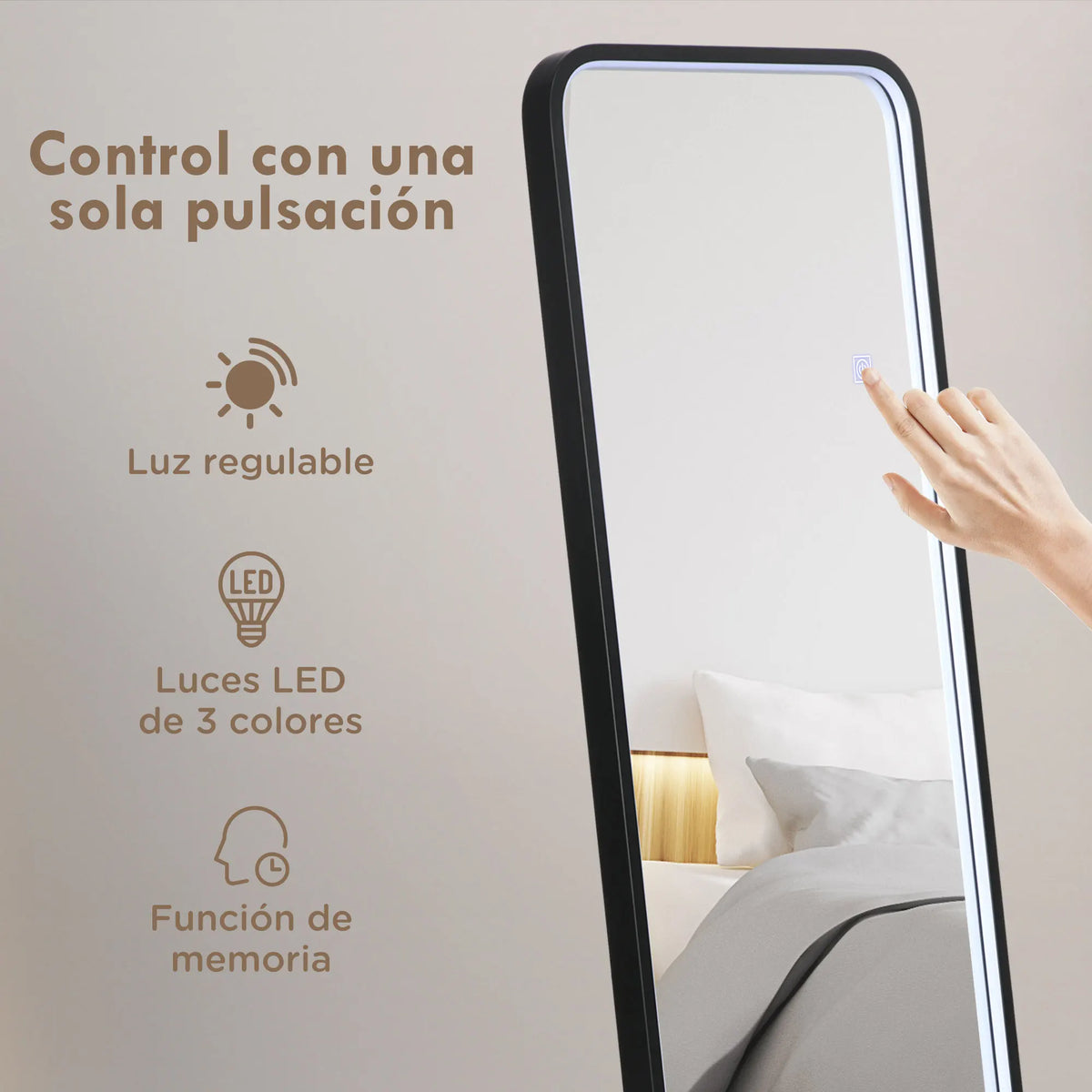 HOMCOM full body mirror with LED lights 151,5x50 cm memory function - view 3