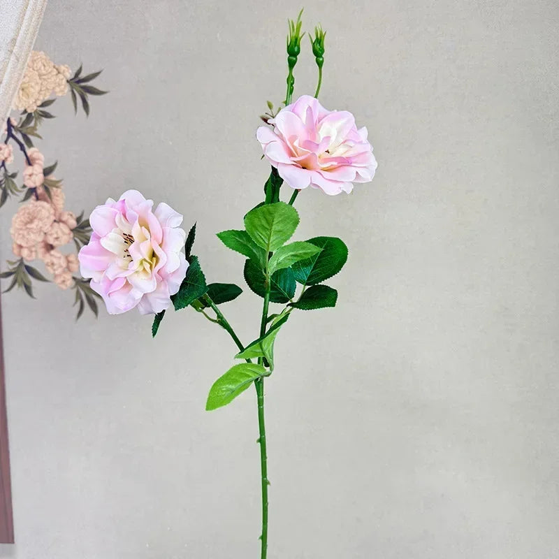 Artificial flowers two pink heads elegant interior decoration - Pink