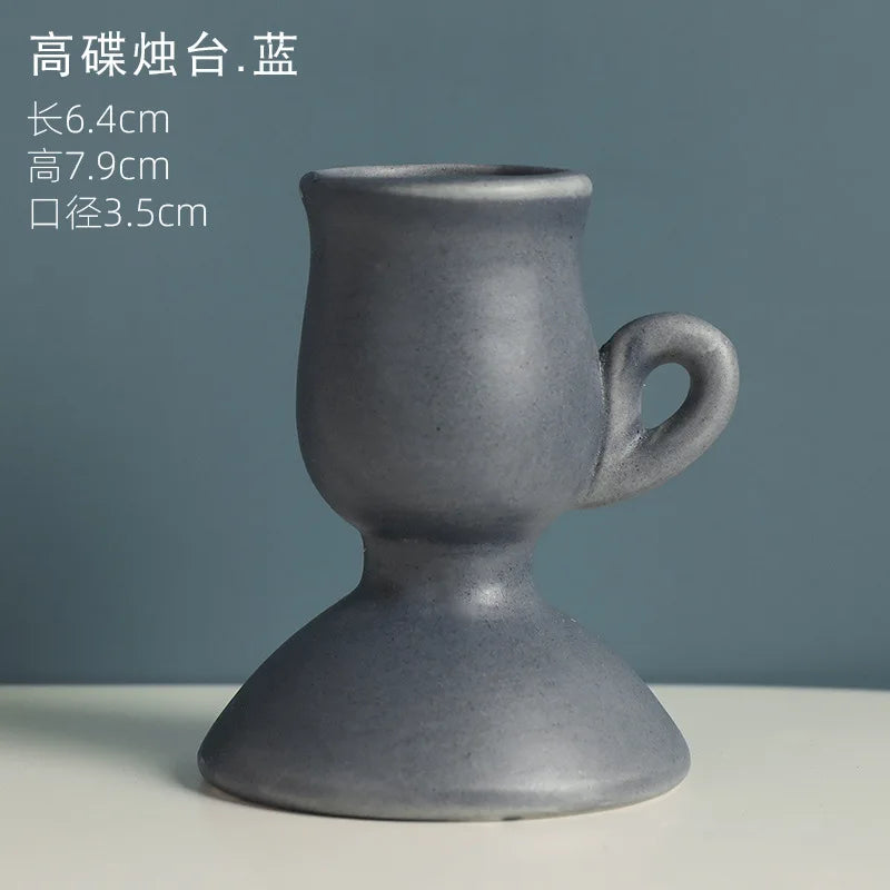 Nordic ceramic candle holder for elegant interior decoration - Tall Blue