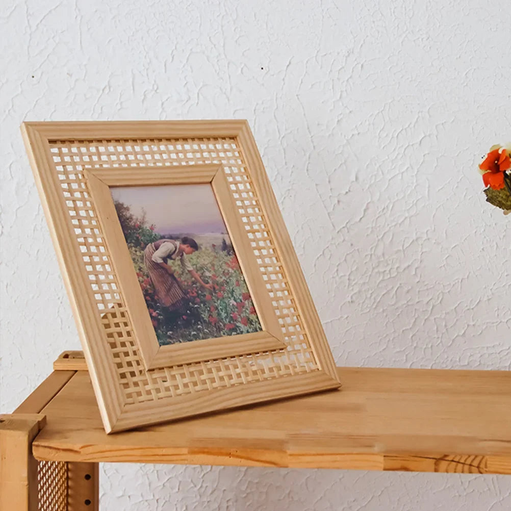 Bohemian wicker picture frame for unique and modern decoration - view 6